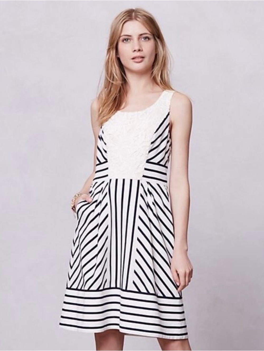 Maeve by Anthropologie Chessia Striped Crochet Dress